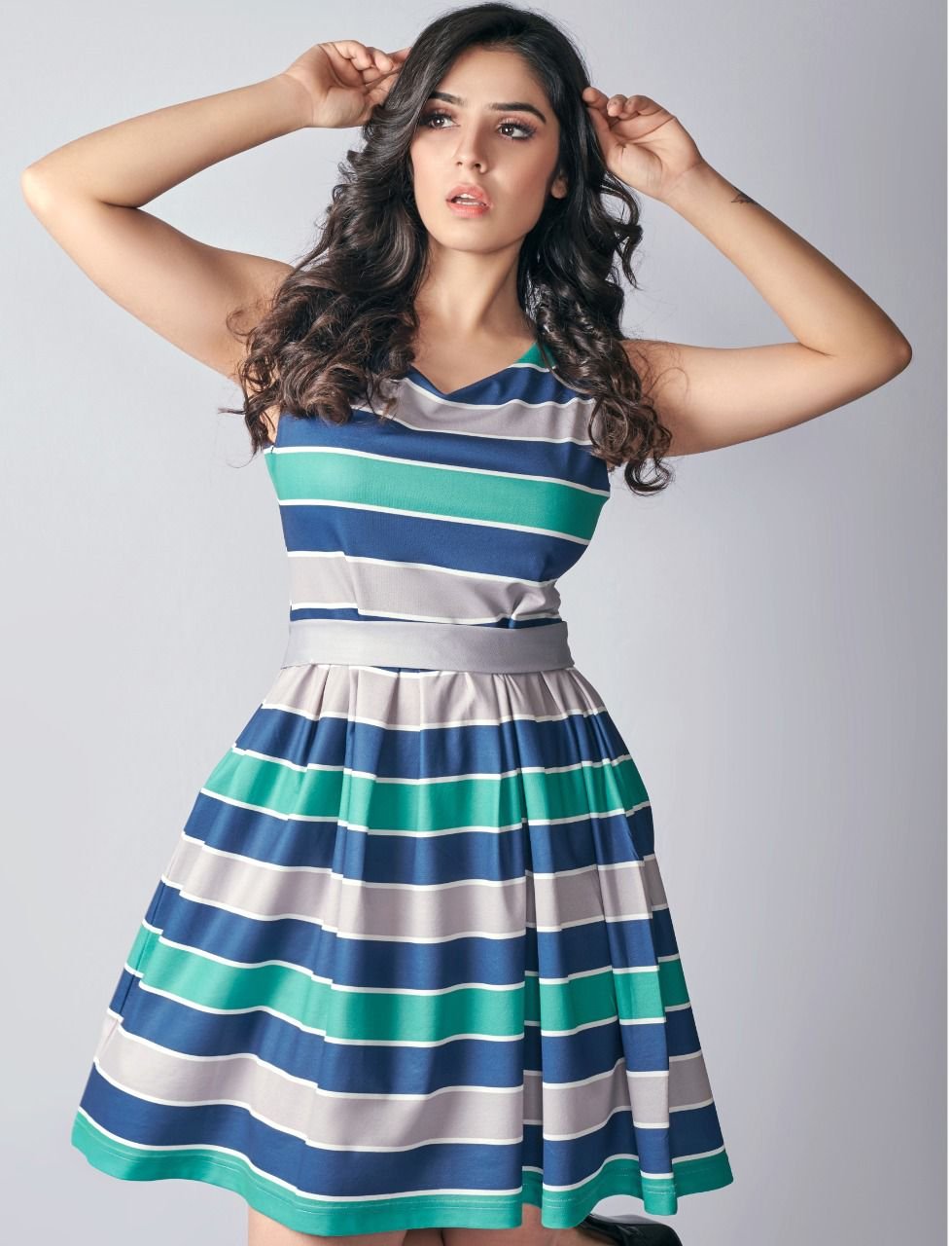 fit and flare striped dress Navy & White Stripe Short Sleeve Fit & Flare Tunic Dress – Sail to Sable